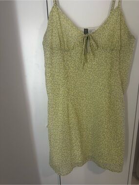 H&M Divided Yellow Floral Tie-Front Slip Dress